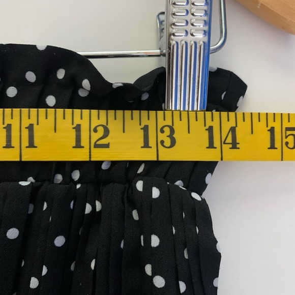 EXLURA Black & White Polka‎ Dot Pleated Ruffle Midi Skirt - Picture 13 of 13